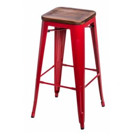  Barová stolička Paris Wood 75cm červená sosna