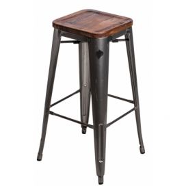  Barová stolička Paris Wood 75cm metalická sosna