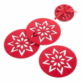 Sada 4 červených vianočných tácok Unimasa Snowflake