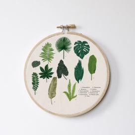 Nástenná dekorácia Surdic Stitch Hoop Leafes Index, ⌀ 27 cm