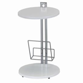 Příruční stolek s držiadkom na časopisy, bílá / chromovaná, ANABEL 0000006061 Tempo Kondela