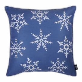 Modrá obliečka na vankúš s vianočným motívom Mike & Co. NEW YORK Honey Snowflakes, 45 × 45 cm