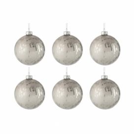 Sada 6 bielych sklenených vianočných ozdôb J-Line Bauby, ø 8 cm