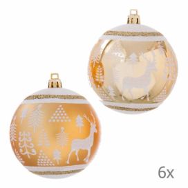 Sada 6 vianočných ozdôb v zlatej farbe Unimasa Deer