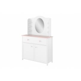 Byvajsnami SK, DELOR toaletný stolík, biela, ružová