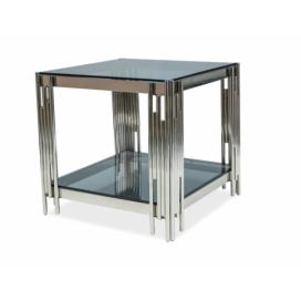 Byvajsnami SK, FASSIL konferenčný stolík, 55x55 cm, chróm/dymové sklo