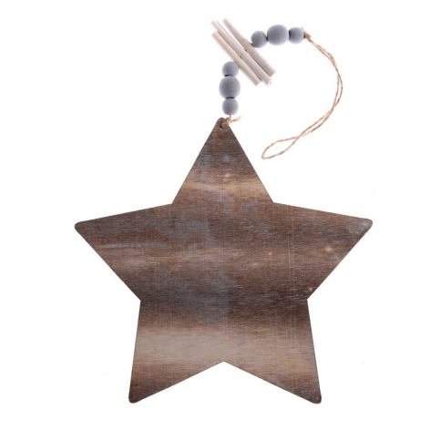 Drevená závesná ozdoba v tvare hviezdy Dakls, dĺžka 22,5 cm Bonami.sk