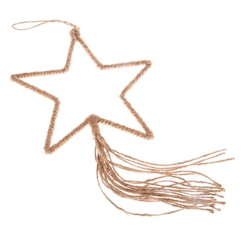 Závesná ozdoba v tvare hviezdy v prírodnom dekore Dakls, dĺžka 35 cm Bonami.sk