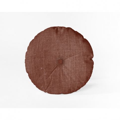 Vínovočervený vankúš Linen Couture Cojin Redondo Burgundy, ⌀ 45 cm Bonami.sk