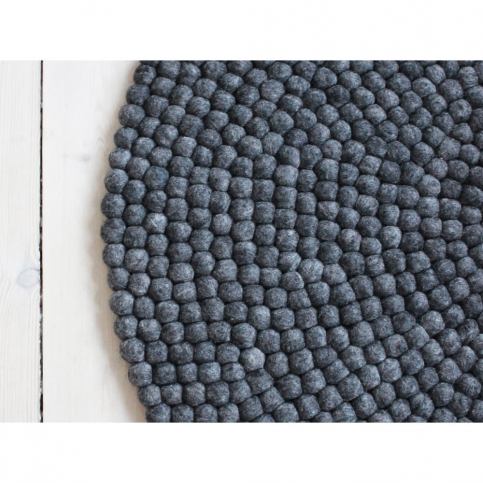 Antracitový guľôčkový vlnený koberec Wooldot Ball Rugs, ⌀ 90 cm Bonami.sk
