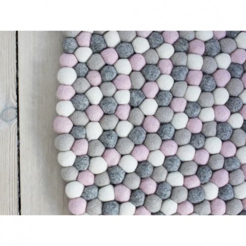 Svetlý ružovo-sivý guľôčkový vlnený koberec Wooldot Ball rugs, ⌀ 90 cm Bonami.sk