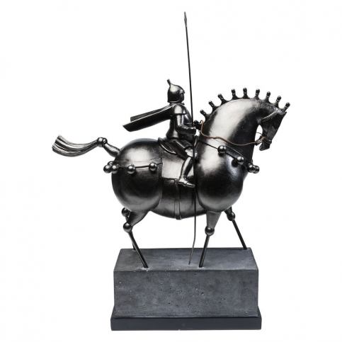 Čierna dekoratívna soška jazdca na koni Kare Design Black Knight Bonami.sk