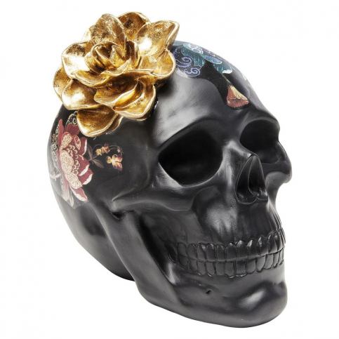 Čierna dekoratívna soška Kare Design Flower Skull, výška 22 cm Bonami.sk