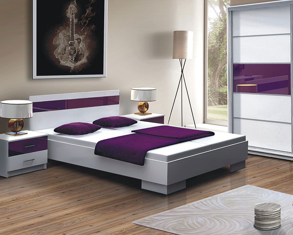 DUBLIN posteľ 160x200, biela/fialová - Byvajsnami.sk