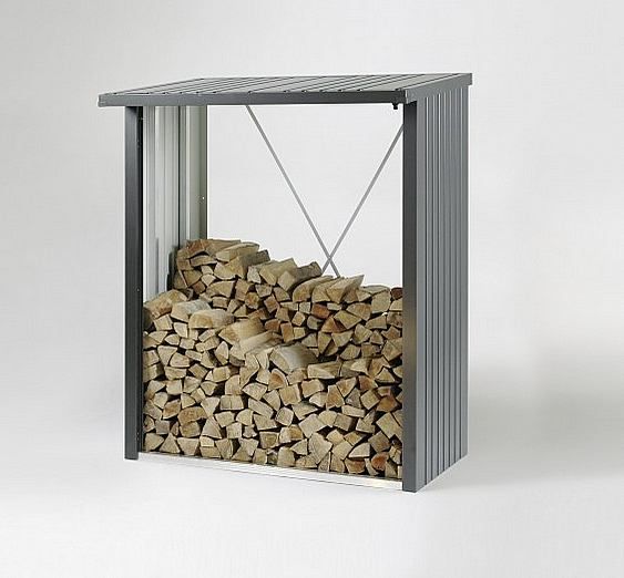 Biohort Multifunkční sklad krbového dreva - drevník WoodStock 157 x 102 (tmavo sivá metalíza) - i-zahradnynabytok.sk