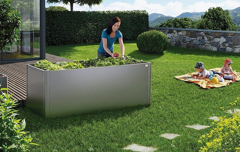 Biohort Zvýšený truhlík na zeleninu 2 x 1 (sivý kremeň metalíza) 2 x 1 (2 krabice) - i-zahradnynabytok.sk