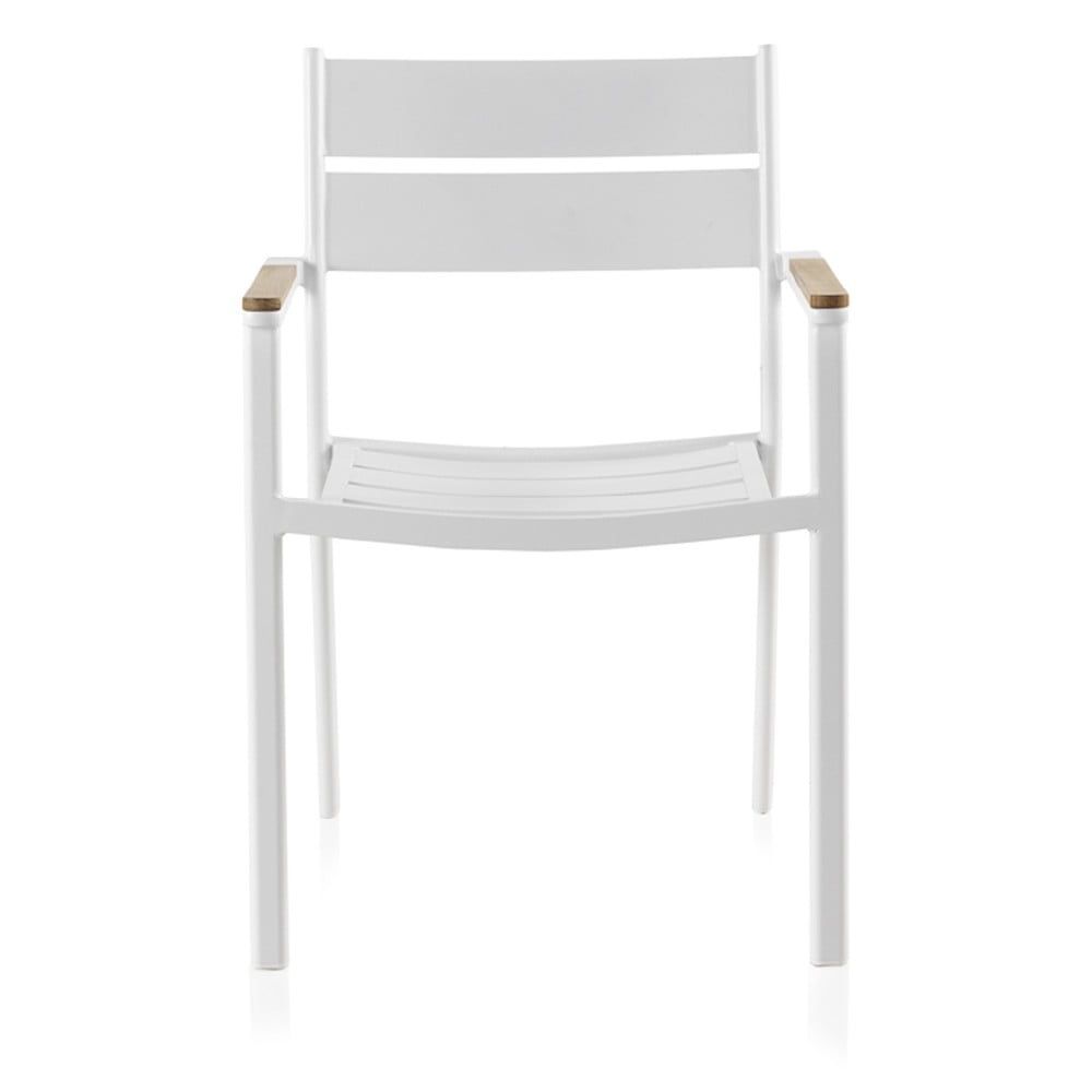 Biela záhradná stolička s týkovým drevom Geese Giulia, šírka 56 cm - Bonami.sk