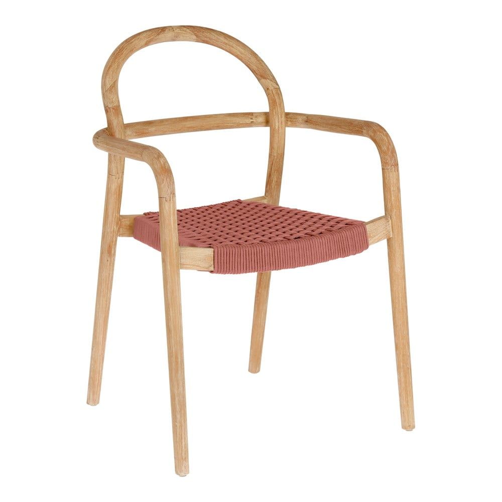 Záhradná stolička z eukalyptového dreva s výpletom v terakotovej farbe La Forma Sheryl - Bonami.sk