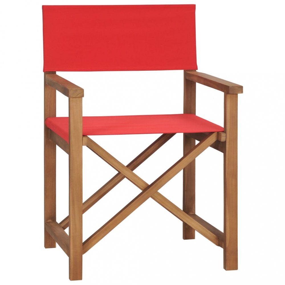 Režisérska stolička teakové drevo Dekorhome Červená - dekorhome.sk