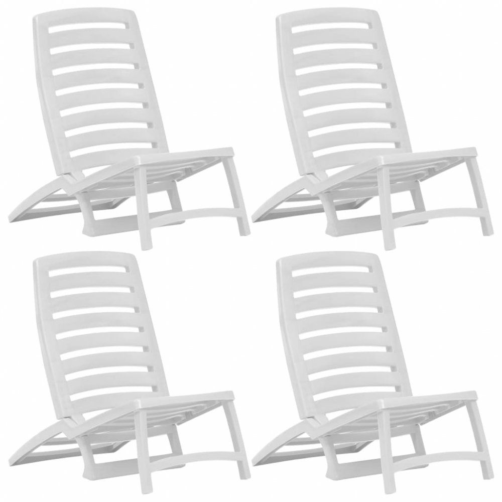 Skladacie plážové stoličky 4 ks plast Dekorhome Biela - dekorhome.sk