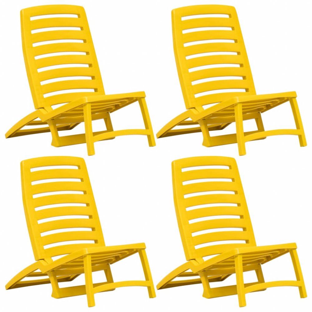 Skladacie plážové stoličky 4 ks plast Dekorhome Žltá - dekorhome.sk