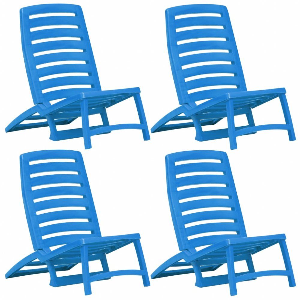 Skladacie plážové stoličky 4 ks plast Dekorhome Modrá - dekorhome.sk
