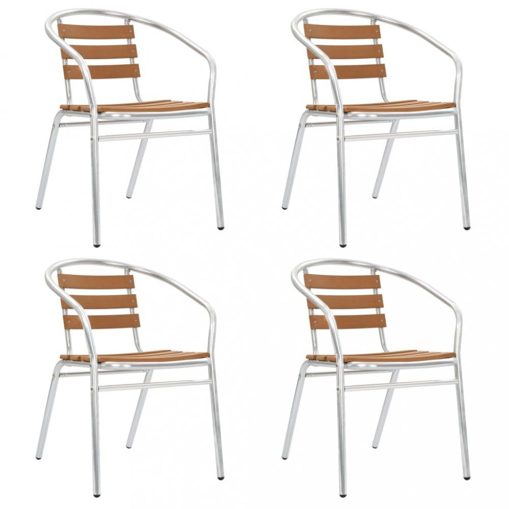 Stohovateľné záhradné stoličky 4 ks strieborná / hnedá Dekorhome - dekorhome.sk