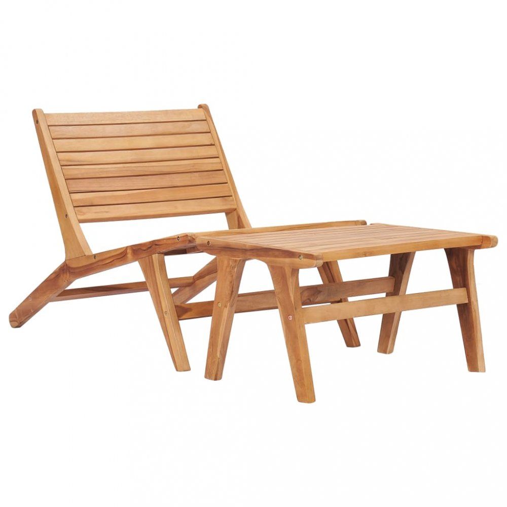 Záhradná stolička s podnožkou teakové drevo Dekorhome - dekorhome.sk