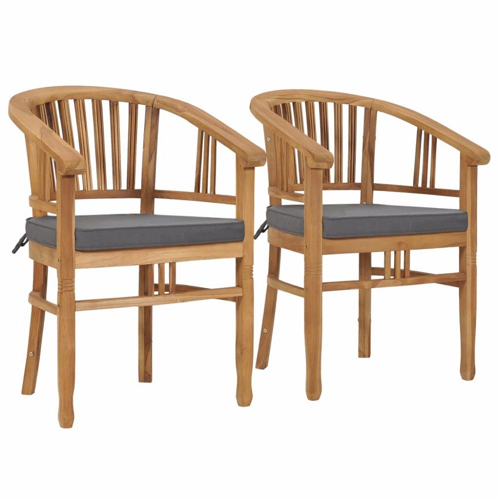 Záhradná stolička s poduškami 2 ks teakové drevo Dekorhome Sivá - dekorhome.sk