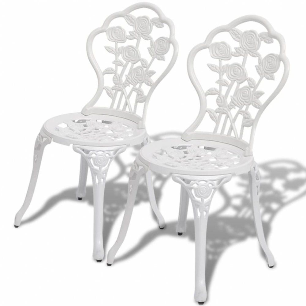 Záhradné bistro stoličky 2 ks liaty hliník Biela - dekorhome.sk