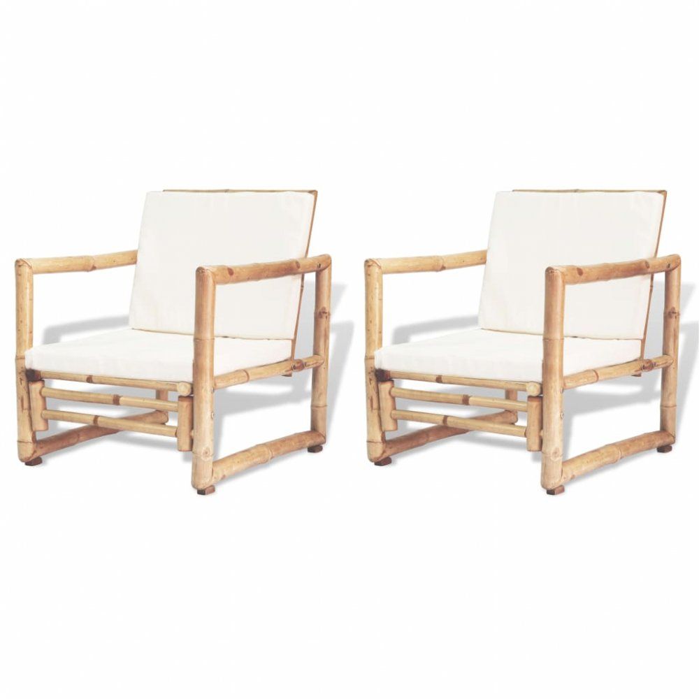 Záhradné stoličky 2 ks bambus / biela - dekorhome.sk