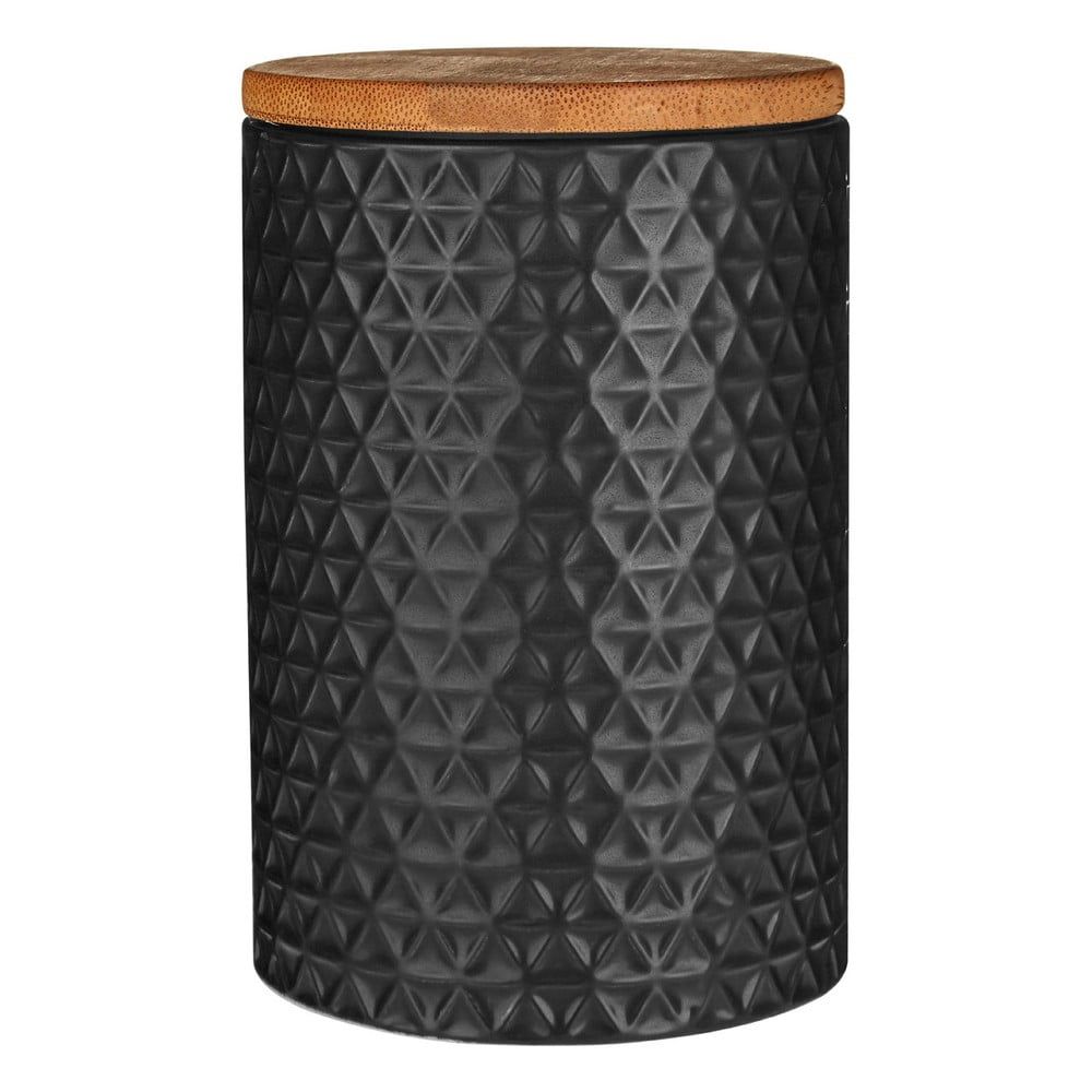 Čierna dóza s bambusovým vrchnákom Premier Housewares Black, 750 ml - Bonami.sk
