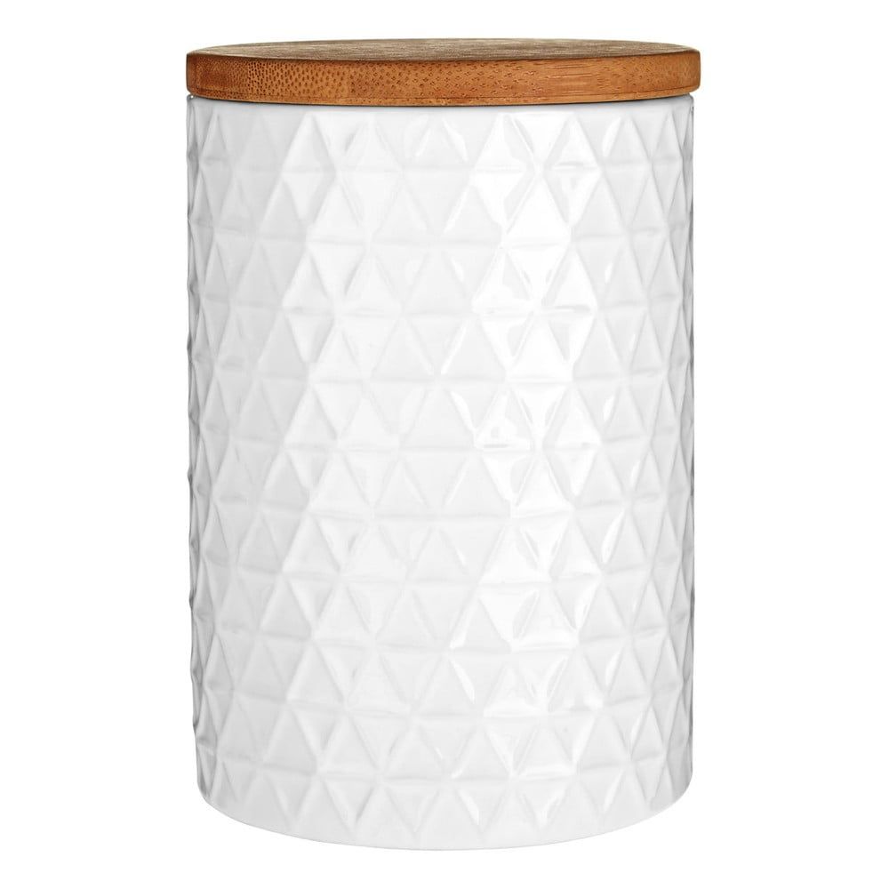 Biela dóza s bambusovým vrchnákom Premier Housewares White Tri Canister, ⌀ 10 cm - Bonami.sk