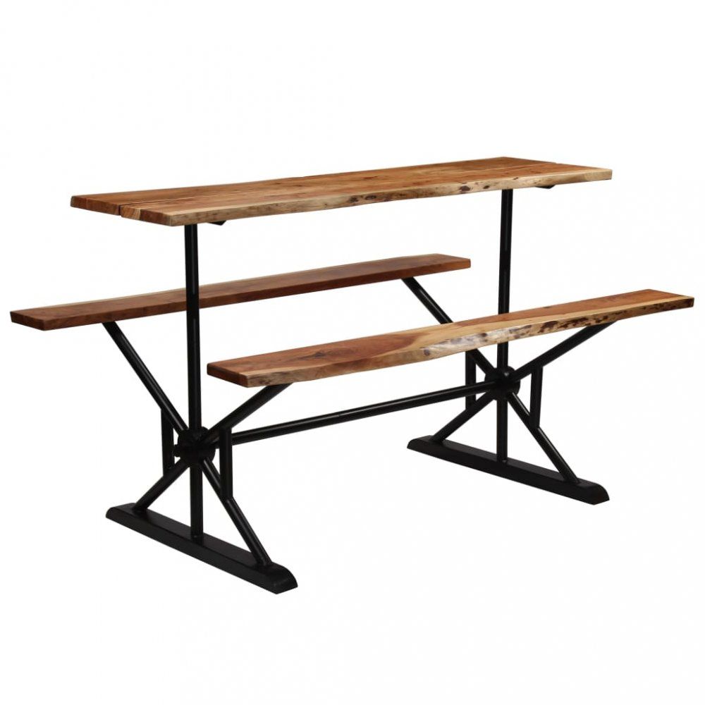 Barový stôl s lavicami čierna / hnedá Dekorhome 180 cm - dekorhome.sk