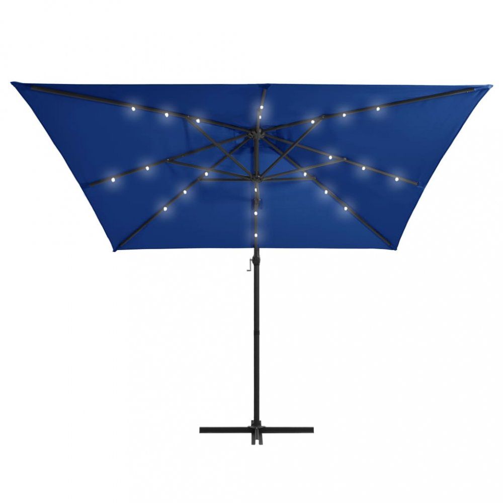 Konzolový slnečník s LED svetlami 250x250 cm Dekorhome Modrá - dekorhome.sk