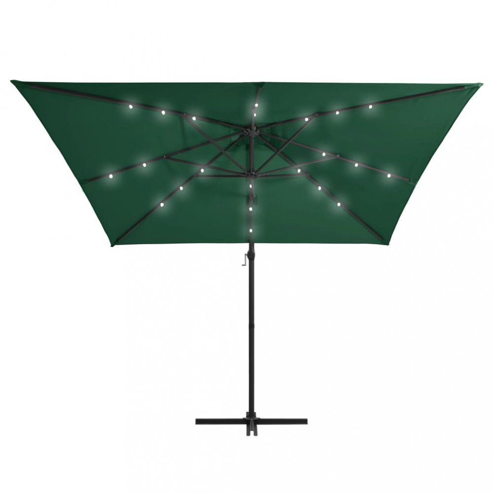 Konzolový slnečník s LED svetlami 250x250 cm Dekorhome Zelená - dekorhome.sk