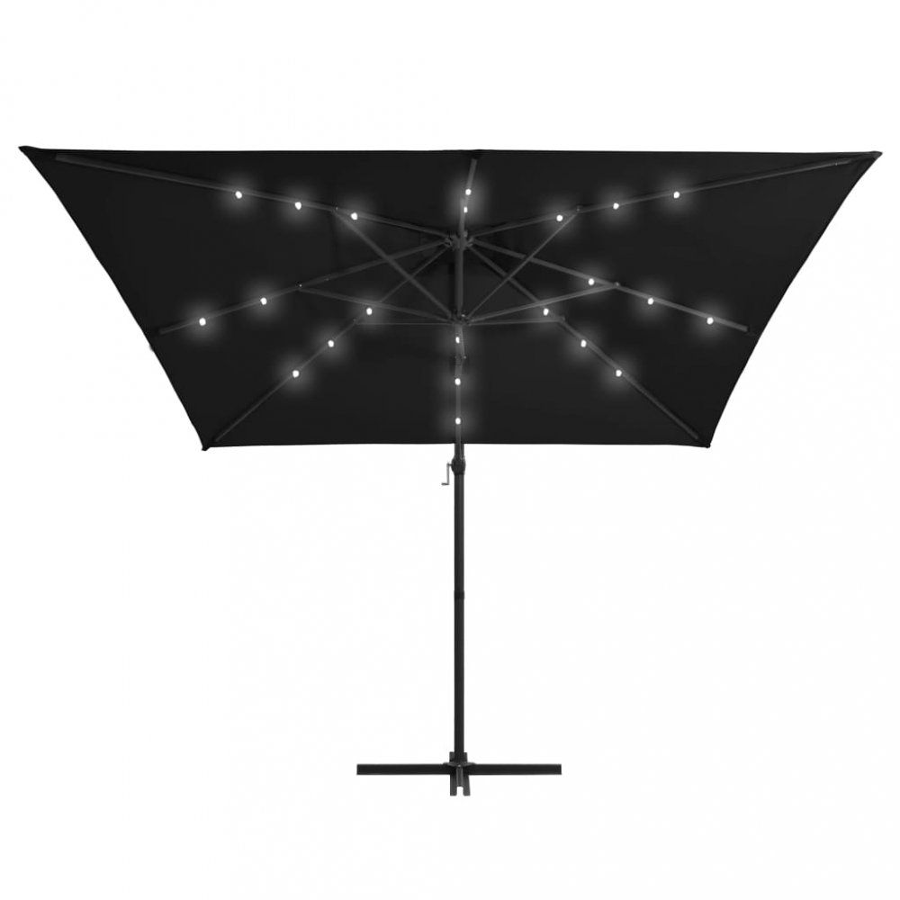 Konzolový slnečník s LED svetlami 250x250 cm Dekorhome Čierna - dekorhome.sk
