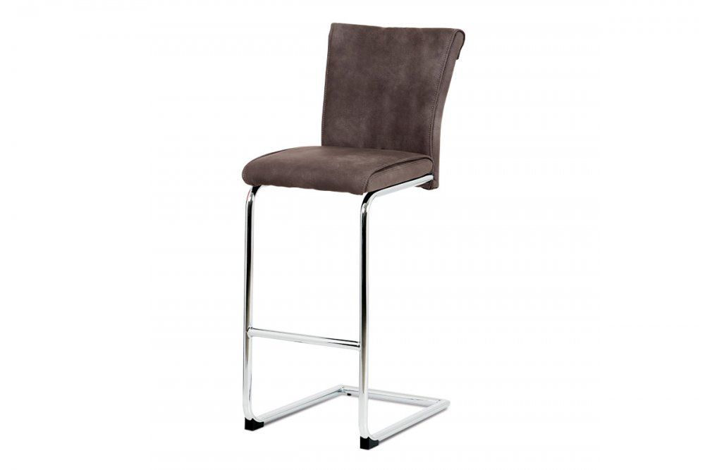 Barová stolička BAC-192 ekokoža / kov Autronic Hnedá - dekorhome.sk