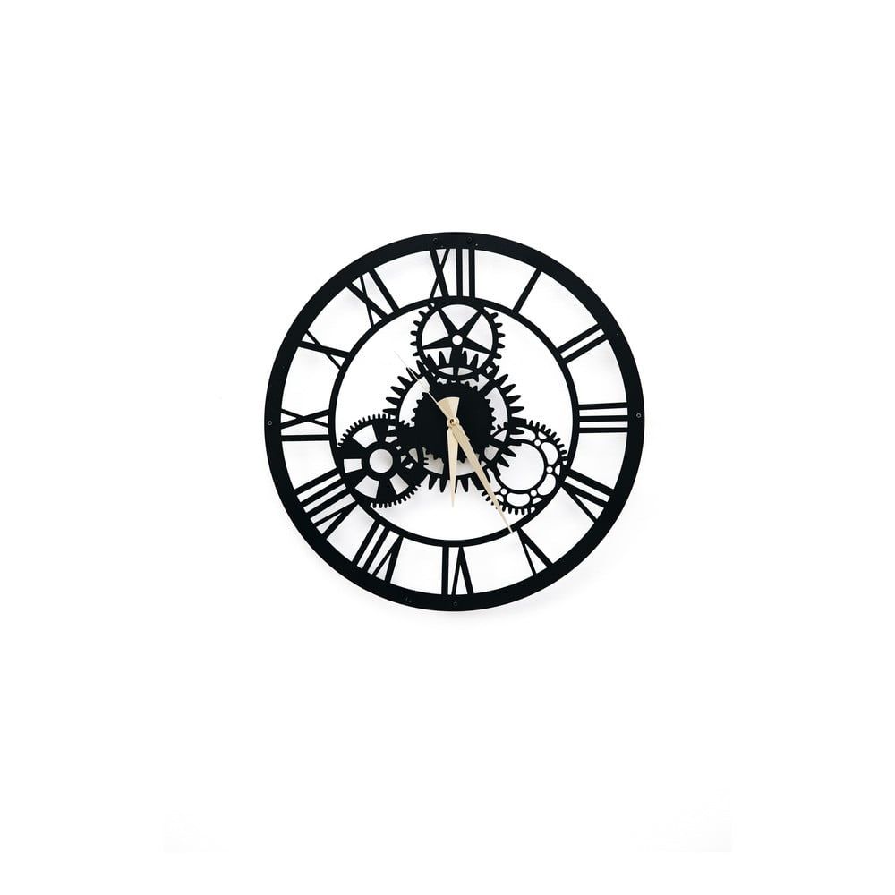 Čierne nástenné hodiny Davin Clock, ⌀ 48 cm - Bonami.sk
