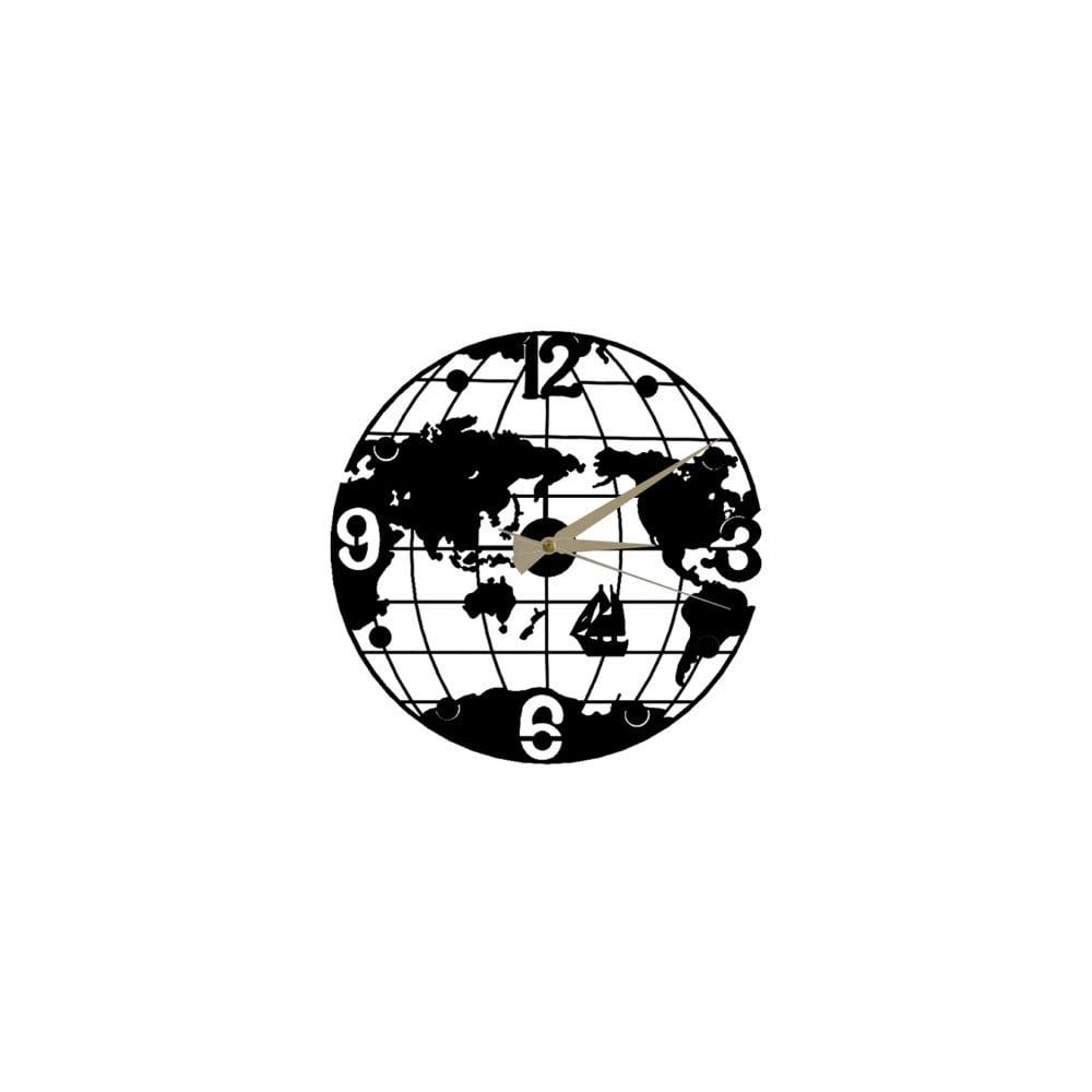 Čierne nástenné hodiny Globe Clock, ⌀ 50 cm - Bonami.sk