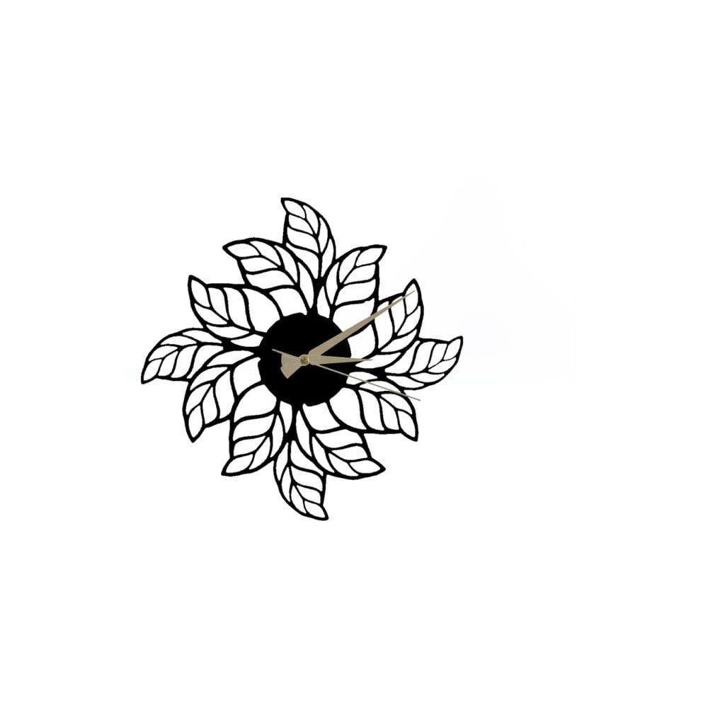 Čierne nástenné hodiny Glozis Leaves Clock, ⌀ 48 cm - Bonami.sk