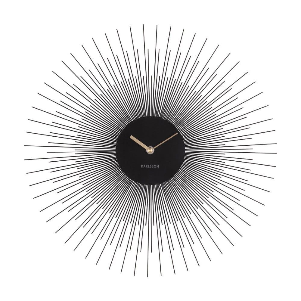 Čierne nástenné hodiny Karlsson Peony Large, ø 60 cm - Bonami.sk