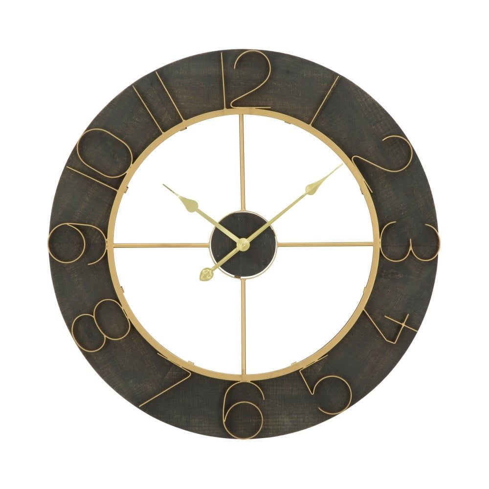 Čierne nástenné hodiny s detailmi v zlatej farbe Mauro Ferretti Norah, ⌀ 70 cm - Bonami.sk