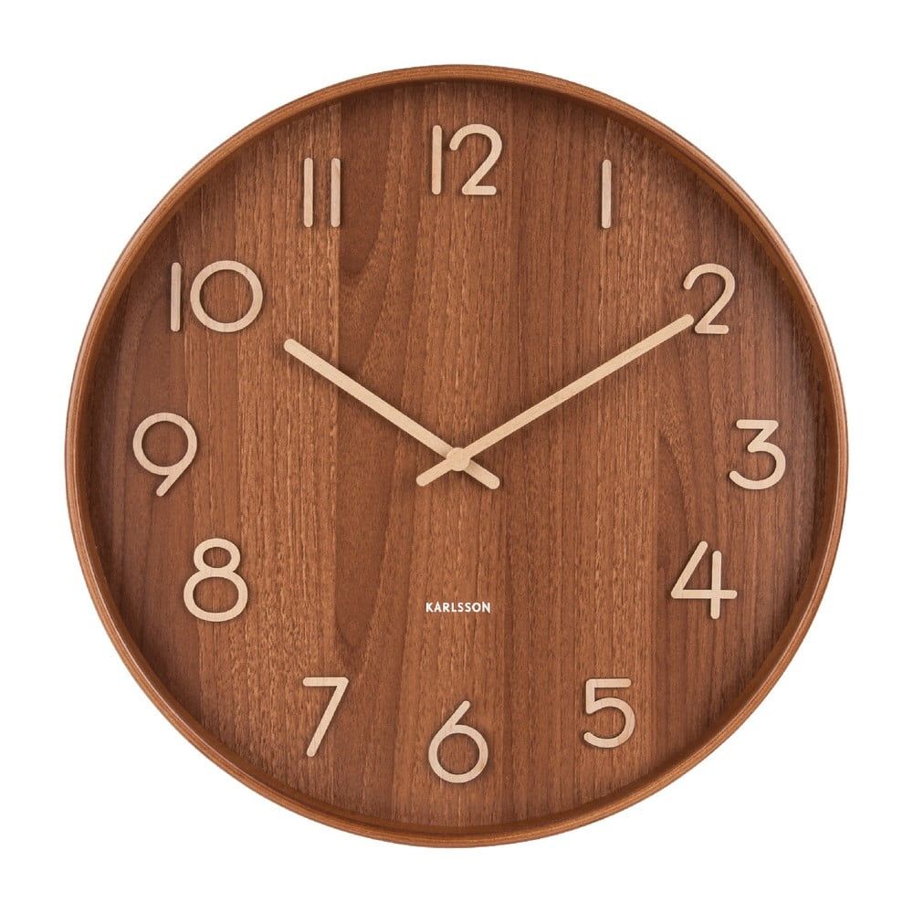 Hnedé nástenné hodiny z lipového dreva Karlsson Pure Medium, ø 40 cm - Bonami.sk