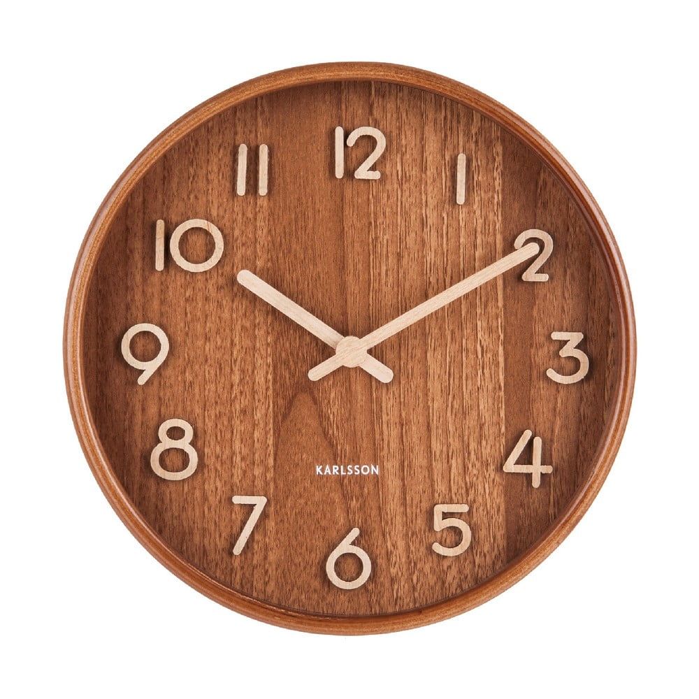 Hnedé nástenné hodiny z lipového dreva Karlsson Pure Small, ø 22 cm - Bonami.sk