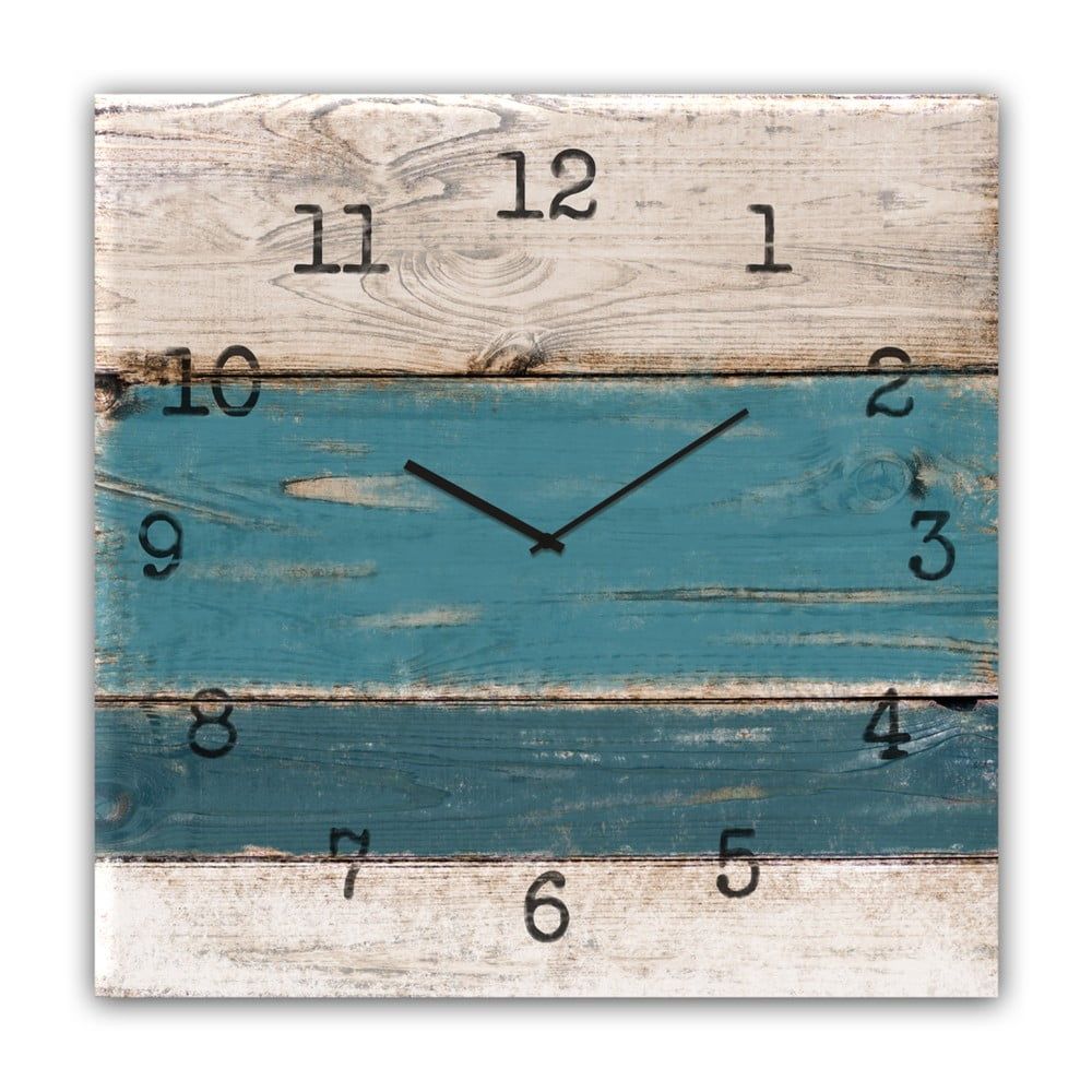 Nástenné hodiny Styler Glassclock Blue Wood, 30 × 30 cm - Bonami.sk