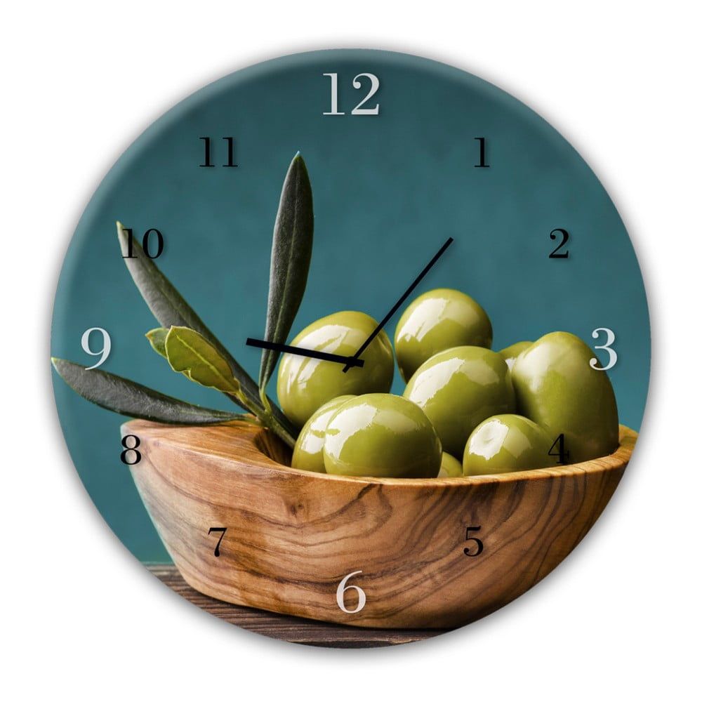 Nástenné hodiny Styler Glassclock Olives, ⌀ 30 cm - Bonami.sk