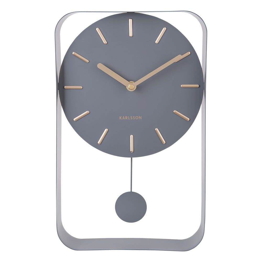 Sivé nástenné hodiny s kyvadlom Karlsson Charm, výška 32,5 cm - Bonami.sk