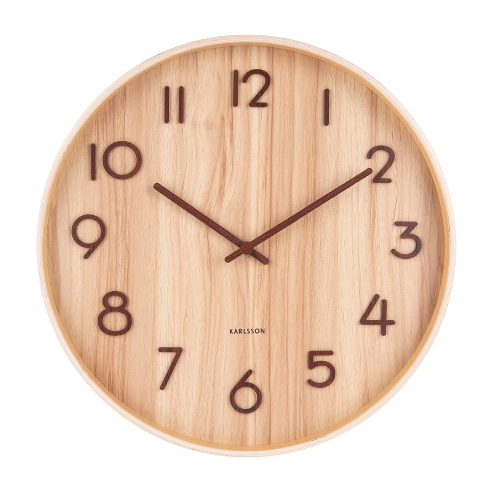 Svetlohnedé nástenné hodiny z lipového dreva Karlsson Pure Medium, ø 40 cm - Bonami.sk
