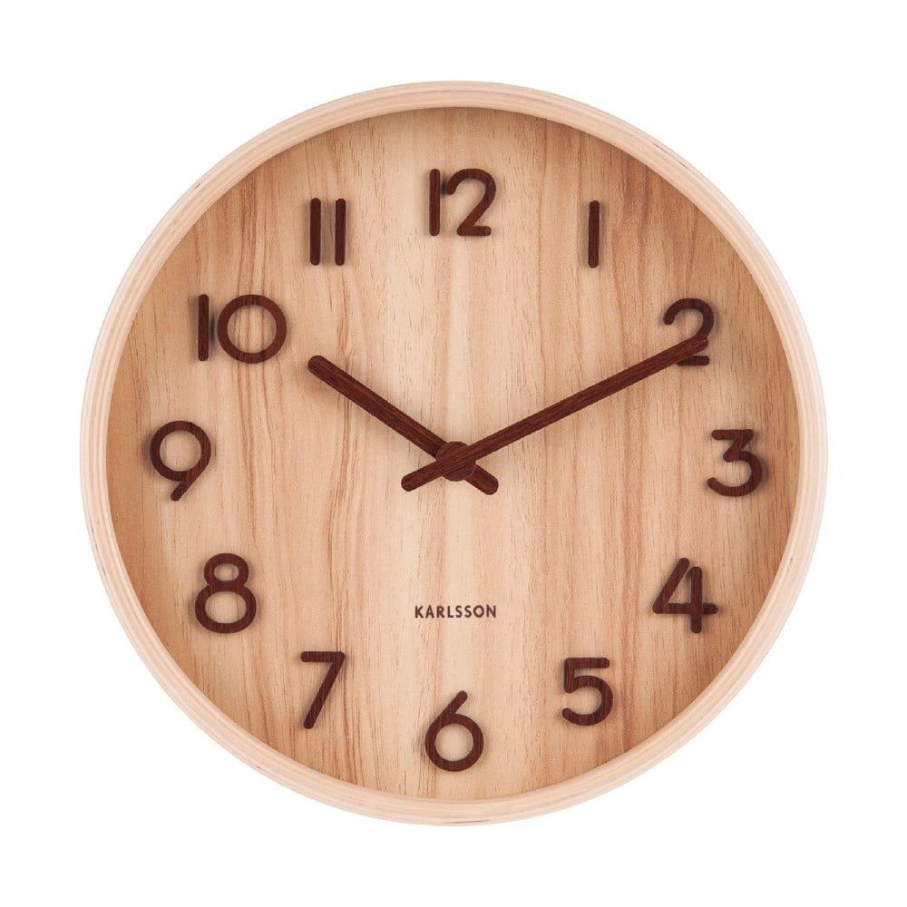 Svtlohnedé nástenné hodiny z lipového dreva Karlsson Pure Small, ø 22 cm - Bonami.sk